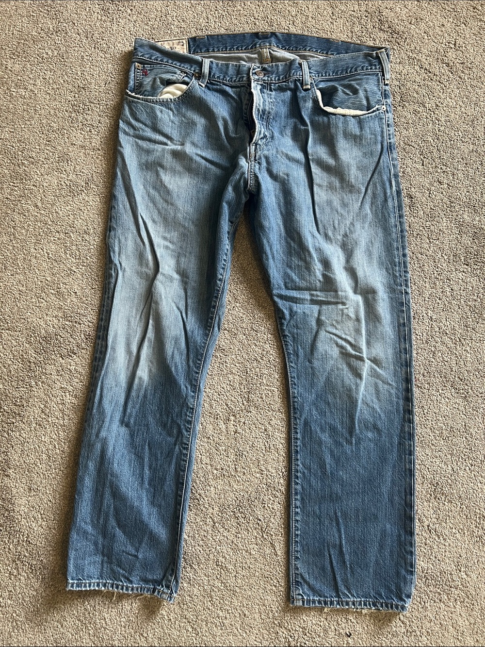 Vintage Polo Ralph Lauren Hampton Straight Jeans 38x30 Light Wash Y2K